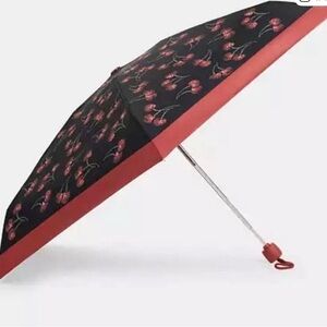 Coach Limited Edition UV Black and Red Cherry Umbrella